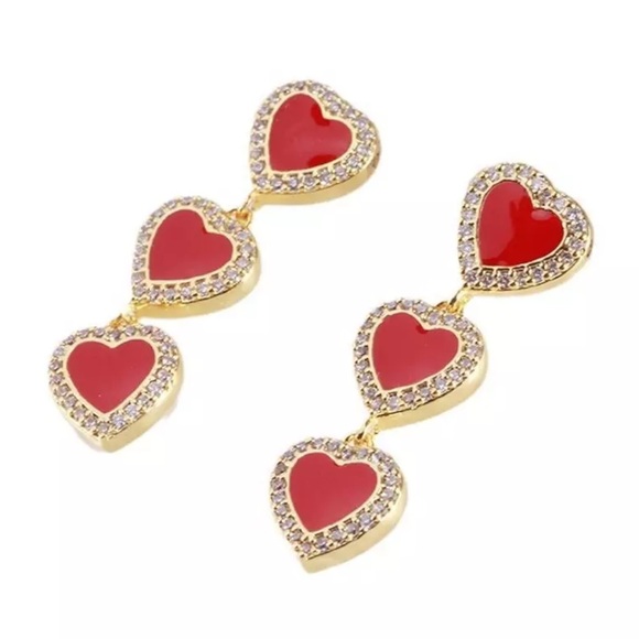 KATE SPADE • Red Take Heart Linear Earrings - Picture 3 of 6